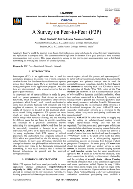 A Survey on Peer-To-Peer (P2P)