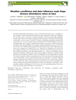 Weather Conditions and Date Influence Male Sage Grouse Attendance