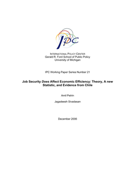 Job Security Does Affect Economic Efficiency: Theory, a New Statistic, and Evidence from Chile