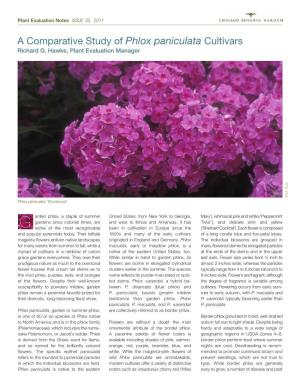 A Comparative Study of Phlox Paniculata Cultivars Richard G