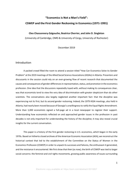 CSWEP and the First Gender Reckoning in Economics (1971-1991)