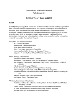 Political Theory Reading List