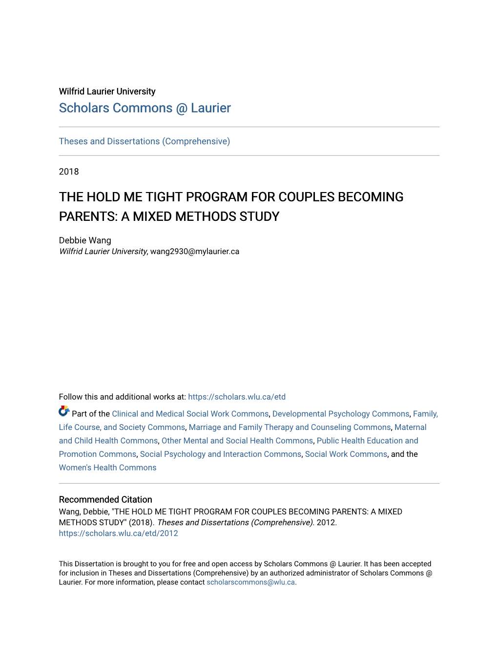 The Hold Me Tight Program for Couples Becoming Parents: a Mixed Methods Study