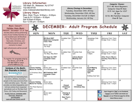 Adult Program Schedule