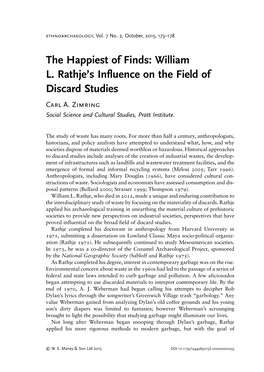 William L. Rathje's Influence on the Field of Discard Studies