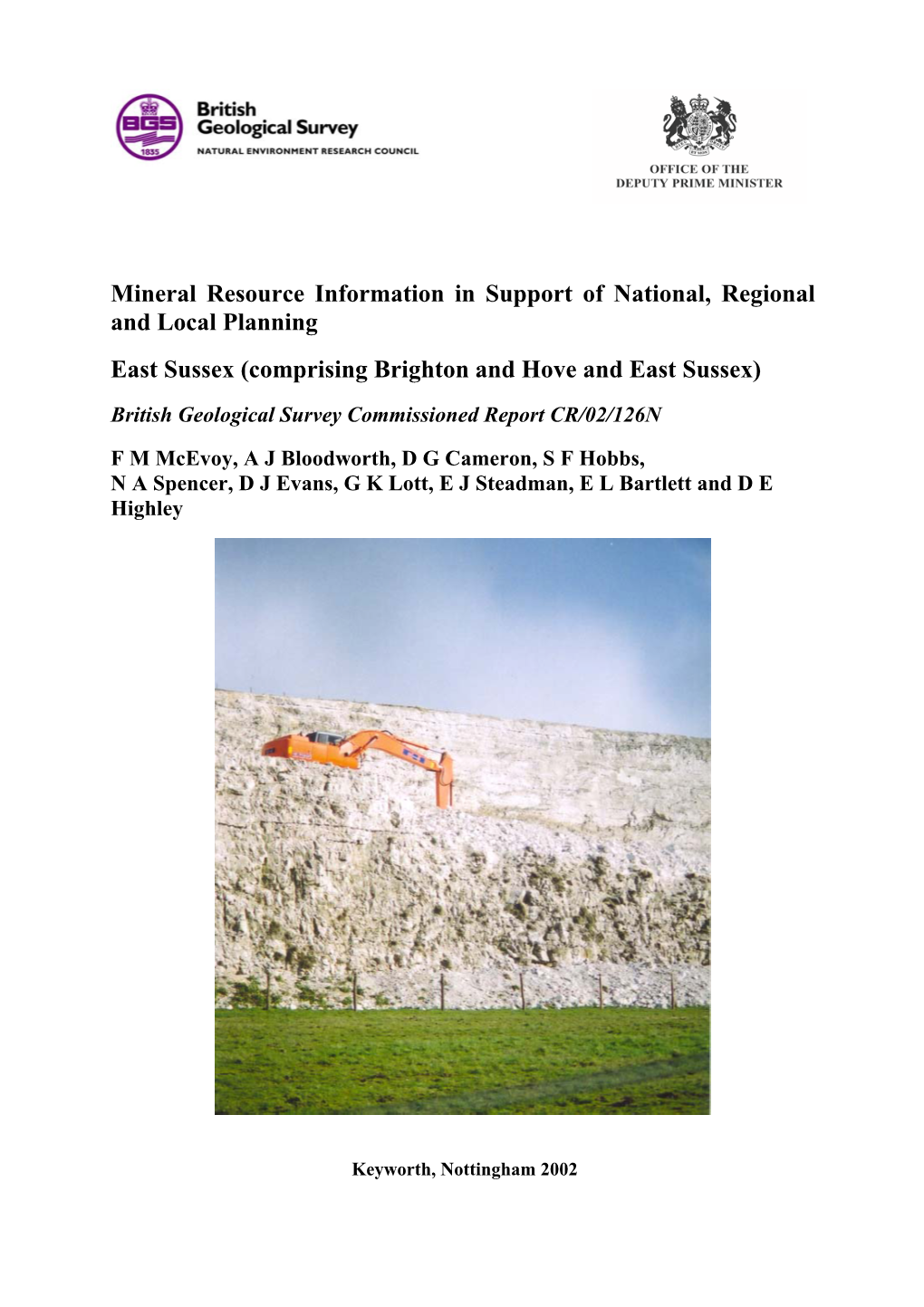 Mineral Resources Report for East Sussex