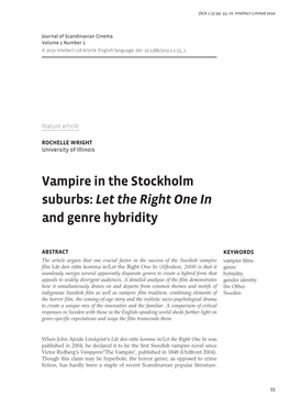 Vampire in the Stockholm Suburbs: Let the Right One in and Genre Hybridity