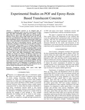 Experimental Studies on POF and Epoxy-Resin Based Translucent