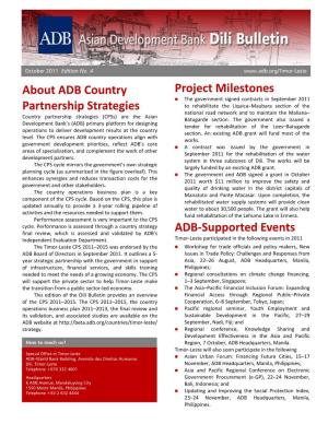 Dili Bulletin: About ADB Country Partnership Strategies