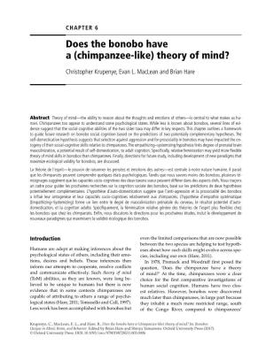 Does the Bonobo Have a (Chimpanzee-Like) Theory of Mind?