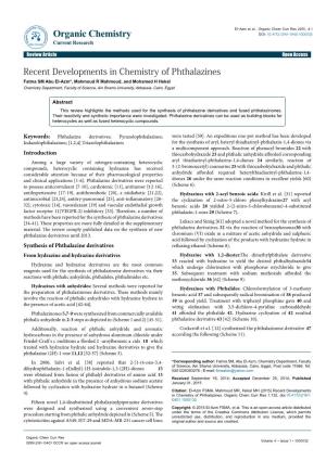 Recent Developments in Chemistry of Phthalazines