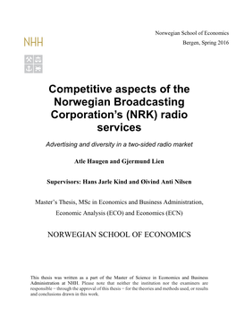 Competitive Aspects of the Norwegian Broadcasting Corporation’S (NRK) Radio Services