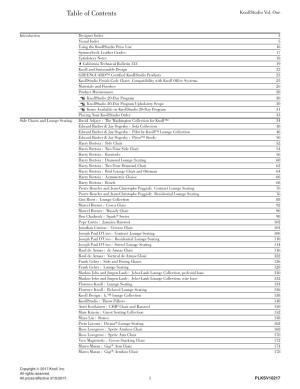 Table of Contents Knollstudio Vol