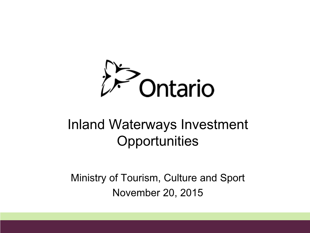 Inland Waterways Investment Opportunities