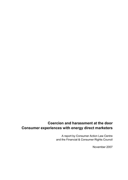 Coercion and Harassment at the Door – Energy Marketing in Victoria