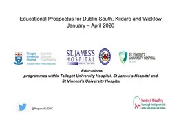 Educational Prospectus for Dublin South, Kildare and Wicklow January – April 2020