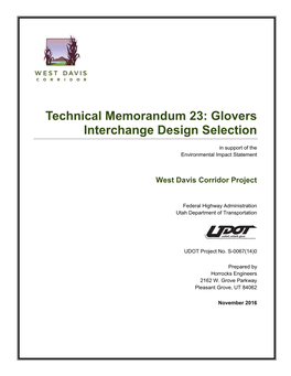 Glovers Interchange Design Selection