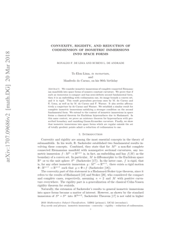 Convexity, Rigidity, and Reduction of Codimension of Isometric