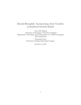 Incorporating Actor Variables in Statistical Network Models