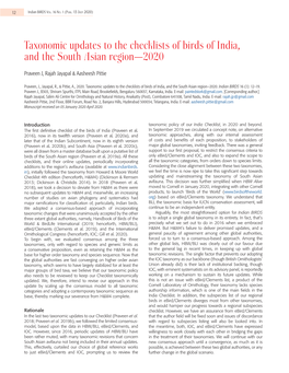 Taxonomic Updates to the Checklists of Birds of India, and the South Asian Region—2020
