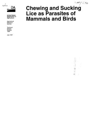 Chewing and Sucking Lice As Parasites of Iviammals and Birds
