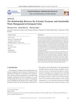 The Relationship Between the Circular Economy and Sustainable Waste Management in European Union