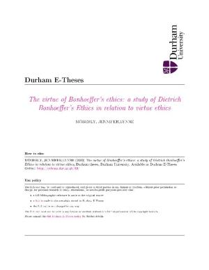 Ethics: a Study of Dietrich BonhoeEr's Ethics in Relation to Virtue Ethics