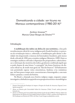 Domesticando a Cidade: Ser Ticuna Na Manaus Contemporânea (1980-2014)*