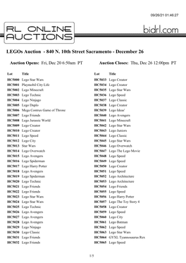 Legos Auction - 840 N