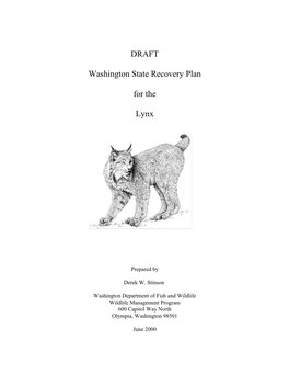 WDFW Draft Recovery Plan for the Lynx