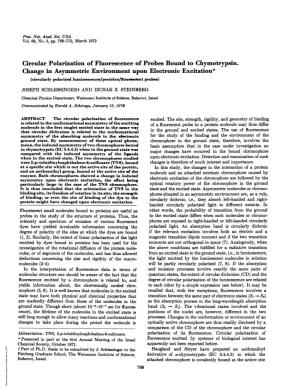 Circular Polarization of Fluorescence of Probes Bound to Chymotrypsin
