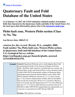 Quaternary Fault and Fold Database of the United States