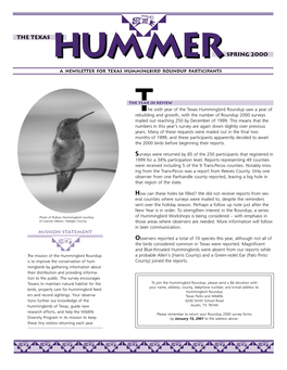 The Texas Hummer Newsletter Spring 2000