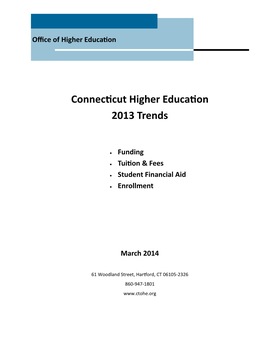 Connecticut Higher Education 2013 Trends