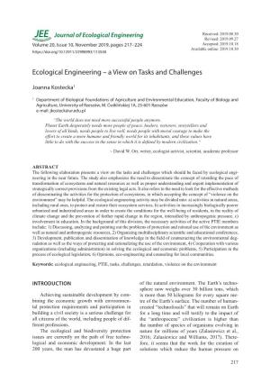Journal of Ecological Engineering