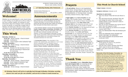 This Week Announcements Prayers Thank