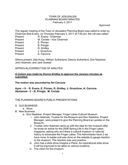 Planning Board Minutes 02-03-2011-Approved-1