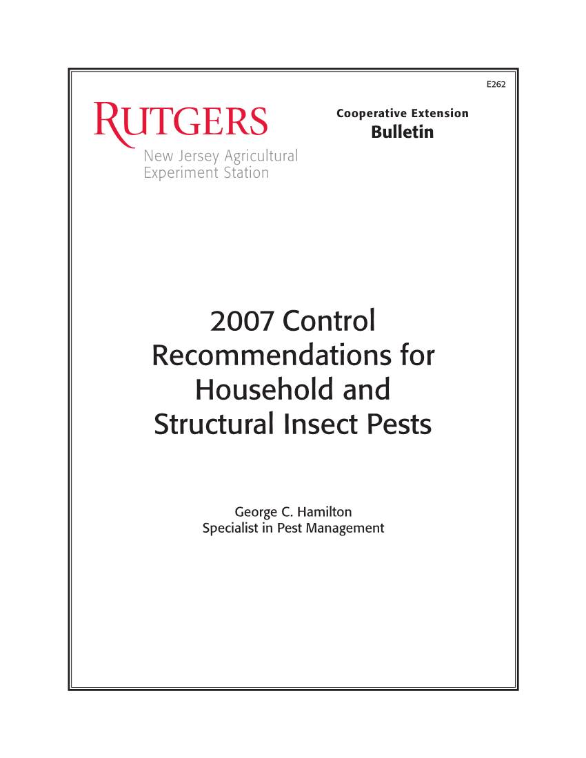 2007 Control Recommendations for Household and Structural Insect Pests