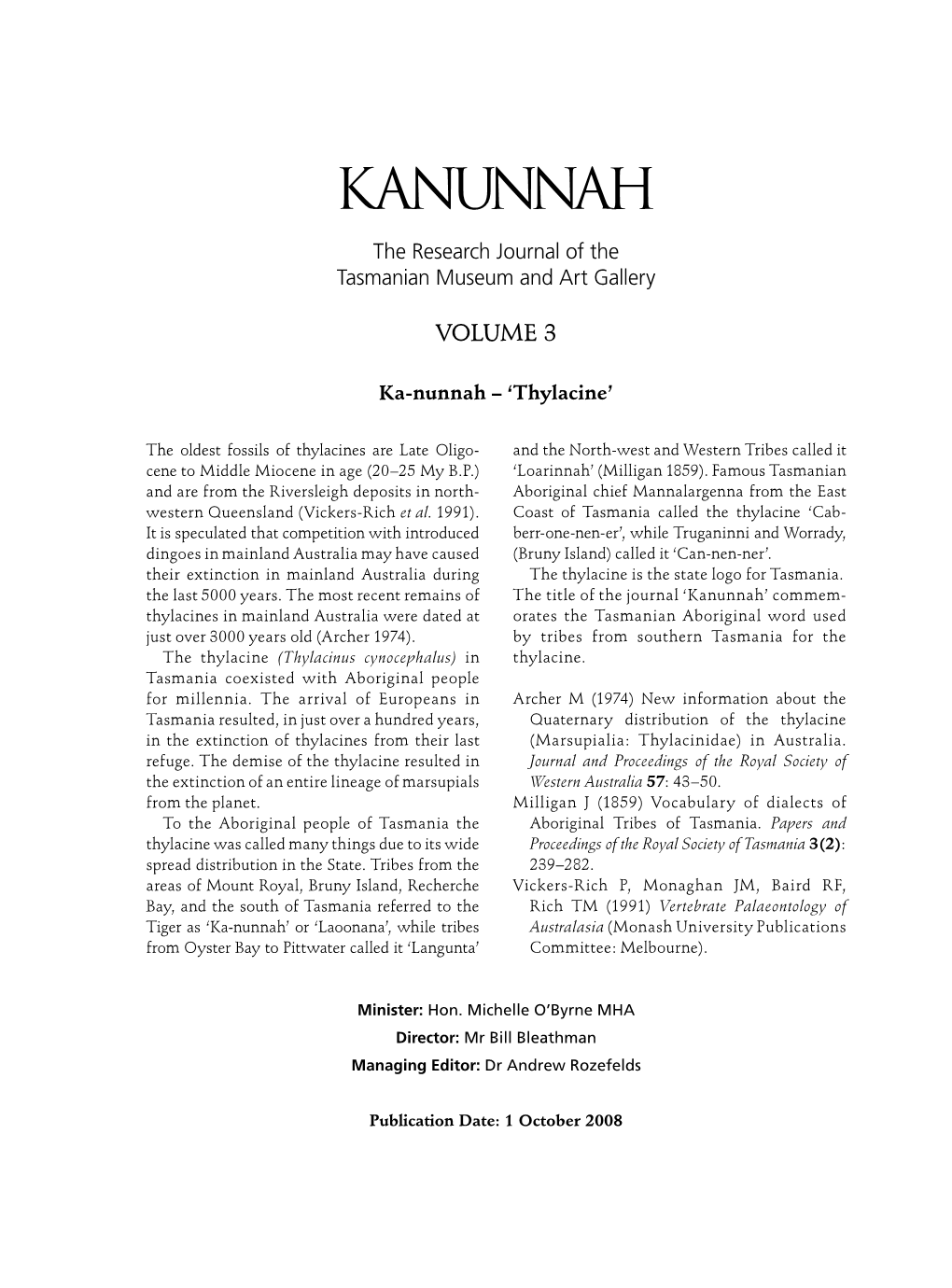 Kanunnah 3: 1–97, 1 October 2008