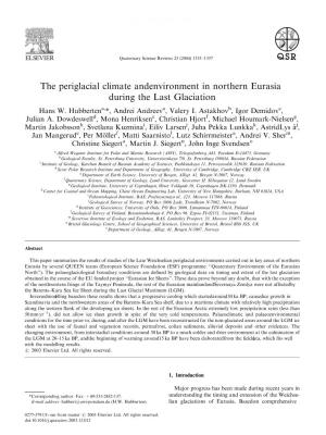 The Periglacial Climate and Environment in Northern Eurasia