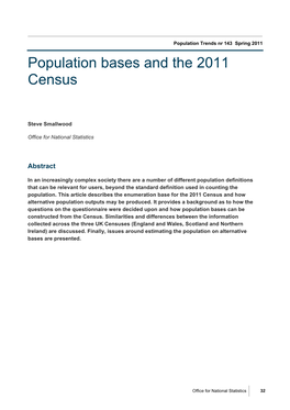 Population Bases and the 2011 Census