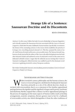 Saussurean Doctrine and Its Discontents
