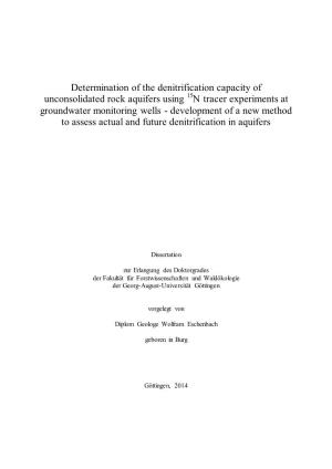 Determination of the Denitrification Capacity of Unconsolidated Rock