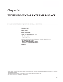 Chapter 24 ENVIRONMENTAL EXTREMES: SPACE