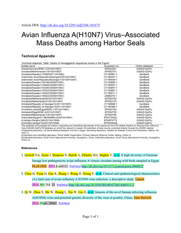 Avian Influenza A(H10N7) Virus–Associated Mass Deaths Among Harbor Seals