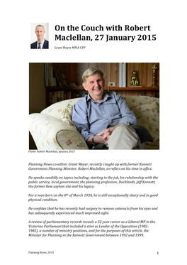 On the Couch with Robert Maclellan, 27 January 2015