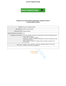 For Peer Review 109 We First Selected 75 High Quality Mammalian Population Time�Series for Our Analysis