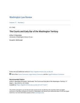 The Courts and Early Bar of the Washington Territory