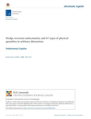 Electronic Reprint Wedge Reversion Antisymmetry and 41 Types of Physical Quantities in Arbitrary Dimensions Iucr Journals