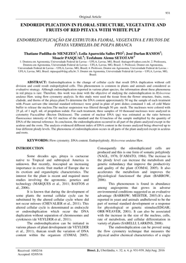 Endoreduplication in Floral Structure, Vegetative and Fruits of Red Pitaya with White Pulp